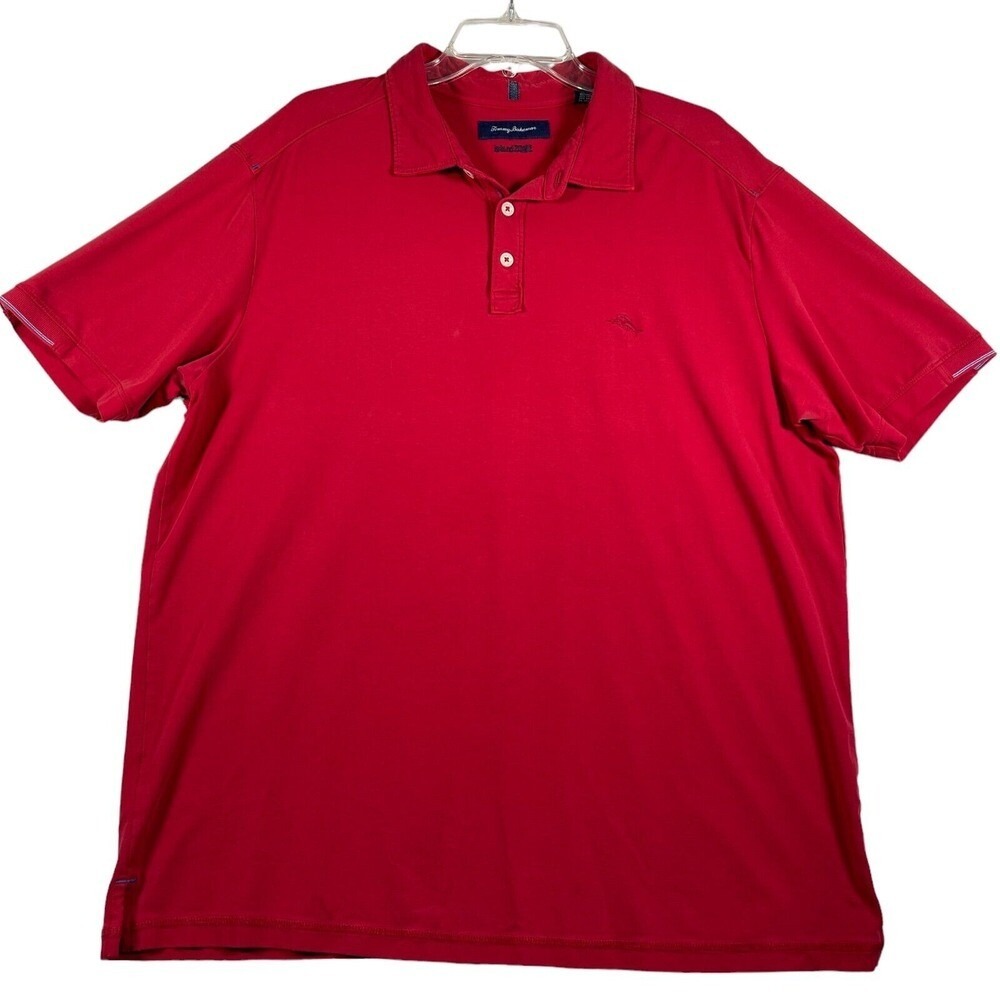 Tommy Bahama Polo Shirt Mens‎ XL Red Island Zone Cotton Blend Short Sleeve Golf